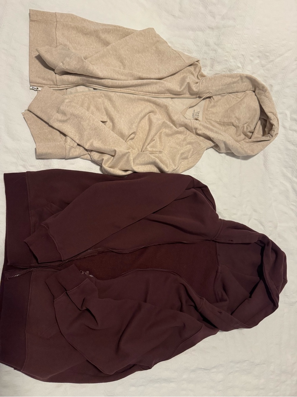 Time and Tru Zip Hoodie Duo in Cream and Burgundy